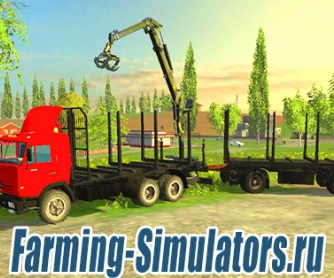 Лесовоз «КамАЗ 54115» + прицеп v1.0 для Farming Simulator 2015 - скриншот